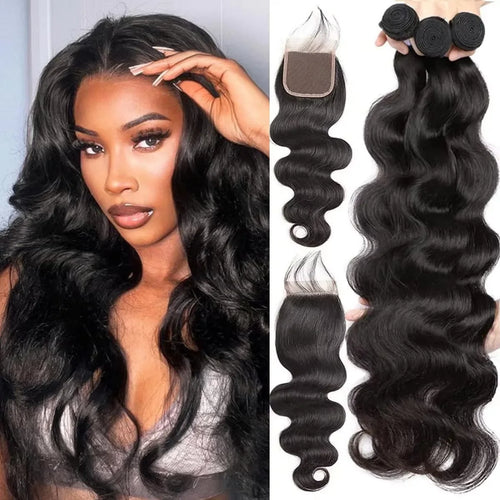 Luxury Brazilian Body Wave Bundles + Closure (100% Human Hair)